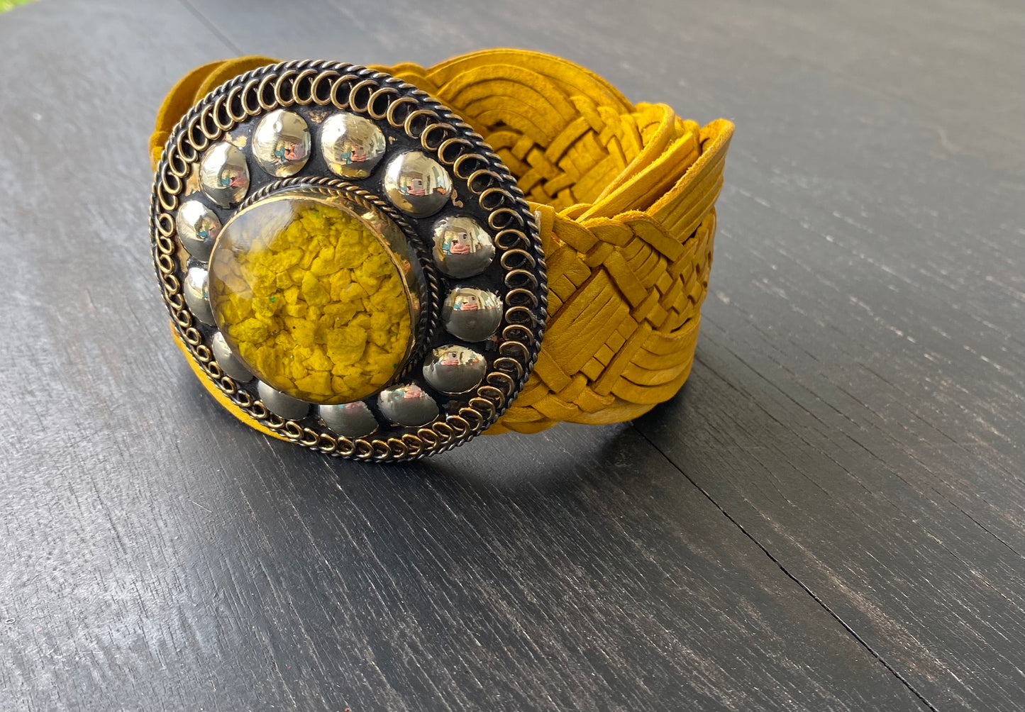 Woven belts yellow # SM